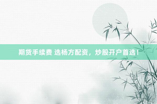 期货手续费 选杨方配资，炒股开户首选！