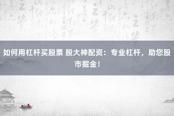 如何用杠杆买股票 股大神配资：专业杠杆，助您股市掘金！